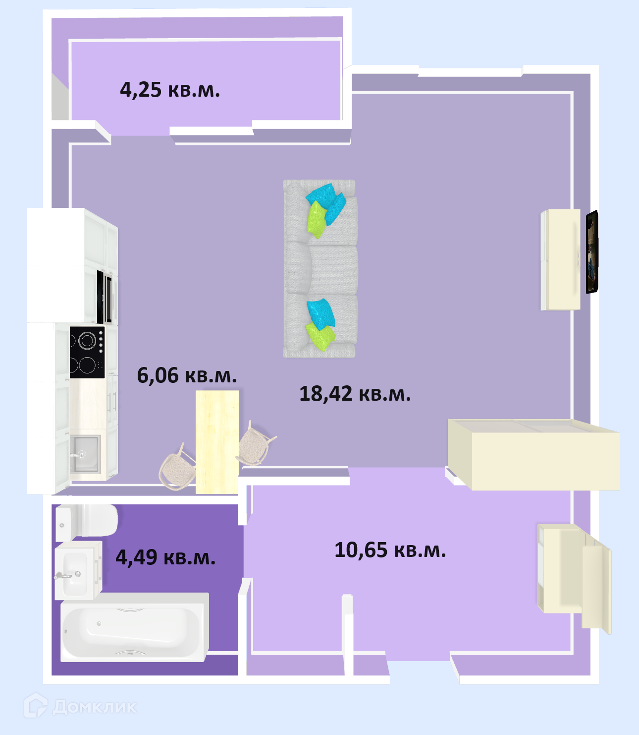 Студия 43.87м2 ЖК Успех